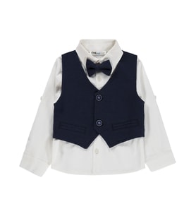 Civil Boys Papyonlu Yelekli 2-5 Yaş Gömlek - Kahve