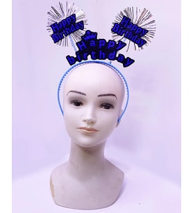 Happy Birthday Yazılı Püsküllü Neon Mavi Renk Doğum Günü Tacı 22x19 Cm