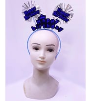 Happy Birthday Yazılı Püsküllü Neon Mavi Renk Doğum Günü Tacı 22x19 Cm