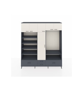 Hyperion Dolap 18 Raflı 4 Çekmeceli Tek Askılı 220x44x243 Antrasit-Aytaşı/Antrasit