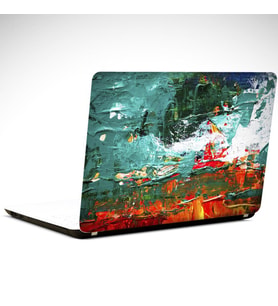Kırmızı ve Yeşil Soyut Laptop Sticker 12 İnch (29X24CM)