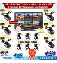 Mibzer için 6 Kameralı 10 inç Dokunmatik Monitör Altıya Bölen Kayıtlı 256 Gb Sd Kart Destekli (Siyah)