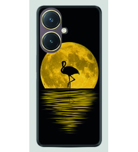 Vivo Y27 Kılıf Silikon Desen Özel Seri Ay ve Flamingo 1775