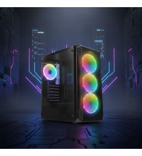 4X RGB Fanlı Gaming Bilgisayar Kasası - Yüksek Hava Akışı, Modern Tasarım, Sessiz Fan (Siyah)