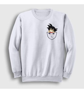 Presmono Unisex Beyaz Pocket Goku Anime Dragon Ball Sweatshirt 236841tt (Beyaz)