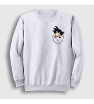 Presmono Unisex Beyaz Pocket Goku Anime Dragon Ball Sweatshirt 236841tt (Beyaz)