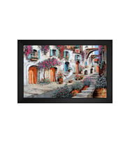Manzara Temalı Kanvas Tablo 80 x 110 cm Siyah Çerçeve