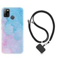 INFINIX Smart 4 5 6 Zero 8 S5 Pro Kılıf Boyun Askılı Silikon Pink Blue Abstract 1385