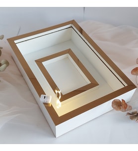25X35 BEYAZ-BRONZ LEDLİ FOTOĞRAF BÖLÜMLÜ ANI ÇERÇEVESİ- NİŞAN SÖZ GÜLLERİNİZ İÇİN ÇERÇEVELER