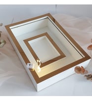 25X35 BEYAZ-BRONZ LEDLİ FOTOĞRAF BÖLÜMLÜ ANI ÇERÇEVESİ- NİŞAN SÖZ GÜLLERİNİZ İÇİN ÇERÇEVELER