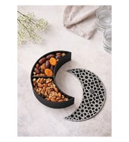 Ramazan Temalı Hilal Form Siyah&Silver Dekoratif İftariyelik Sunum Kasesi