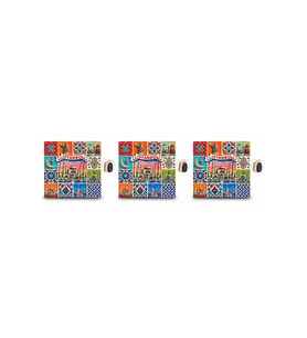 Kişiye Özel İstanbul Temalı Polyester Magnet 3'lü Set - Çini Desen 3