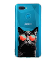 PrintiFy Oppo AX7  ile Uyumlu 1mm Slim Fit Kedi 3 050d Baskılı Şeffaf  Kılıf