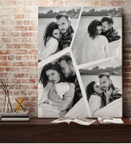 BK Gift Kişiye Özel Siyah Beyaz Kolaj Kanvas Tablo - Ev Hediyesi, 4 Fotoğraflı Kendin Tasarla Kanvas Sevgiliye Hediye