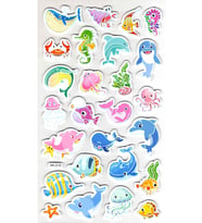 Sticker Eva Kabartmalı Stiker Çıkartma Defter Etiket (XK010) 14x24 cm - Sevimli Balıklar