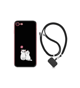 Apple Iphone 6 6s Kılıf Silikon Desen Boyun Askılı Love Cats 1690