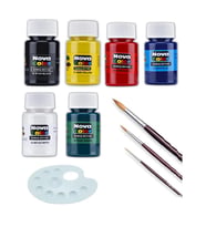 Kumaş Boyası 6 Ana Renk 30 Ml Resim Paleti ve 3 Adet Fırça Tişört Çanta Tekstil Boyası 30 ml 1 Paket (Karışık)