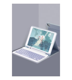 Apple İpad Air 11 (2024) Kılıf Kc01 Smart Klavyeli Tablet Kılıfı - Lacivert
