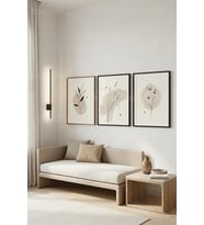 Minimalist Botanik Çizimler 3’lü Ahşap Çerçeveli Tablo Seti