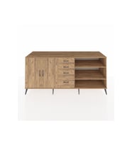 Kronos Konsol 3 Raflı 4 Çekmeceli 2 Kapaklı 220x59x99 Çam-Çam/Çam
