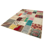 Çok Renkli El Dokuma Salon Halısı Bohem Stil Patchwork Desenli Orta Havlı Şık Seçenek