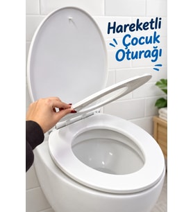 Çocuk Adaptörlü Beyaz Klozet Kapağı Aile Tipi