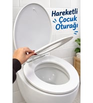 Çocuk Adaptörlü Beyaz Klozet Kapağı Aile Tipi