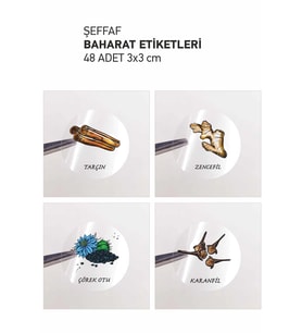 Kavanoz Etiketleri Baharat Takımı Şeffaf Yuvarlak 36 Lı