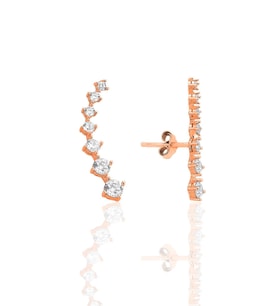 Gümüş rose zirkon yedi taşlı pırıltı küpe SGTL12575ROSE