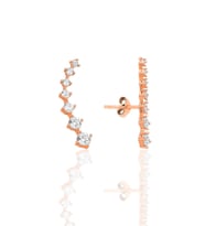 Gümüş rose zirkon yedi taşlı pırıltı küpe SGTL12575ROSE