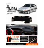 FIAT TEMPRA (1992-1997) ANALOG KONSOL Uyumlu Torpido Örtüsü Torpido Kılıfı - Siyah Kahverengi