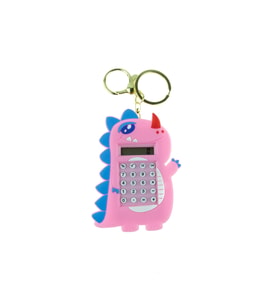 Hesap Makinesi Dino Mini Anahtarlıklı Labirent Oyunlu Pembe