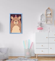 BK Home Tatlı Ayıcık Tasarımlı Dekoratif Mavi Ahşap Çerçeveli Çocuk Odası Tablo-6