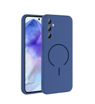 Galaxy A35 Kılıf Kamera Çıkıntılı Magsafe Şarj Özellikli Lüx Meta Kapak (Lacivert)