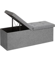 Depolama Alanlı Tabure, 110 x 38 x 38 cm, 300 kg'a Kadar Dayanıklı, Açık Gri LSF71G