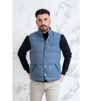 SİR SLİMFİT ÇITÇITLI  ŞİŞME ERKEK YELEK (Mavi)