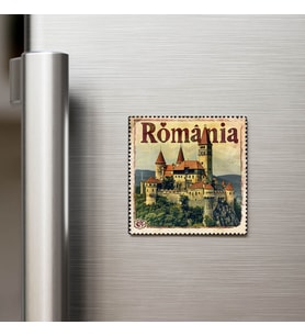 Romanya Romania - Posta Pulu Temalı Ülke - Baskılı Buzdolap Magneti Kare - 9x9 cm