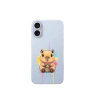 iPhone 17 ile Uyumlu Splash Kapibara Tasarımlı Şeffaf Silikon Kılıf