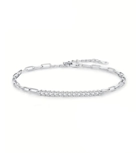 0.30 Karat Moissanite Taşlı Suyolu Kadın Gümüş Bileklik