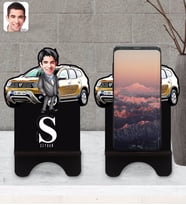 BK Gift Kişiye Özel Plakalı Erkek Dacia Duster Karikatürlü Ahşap Biblo Telefon Standı-1