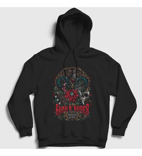 Presmono Unisex Siyah London Guns N' Roses Rock Kapüşonlu Sweatshirt 424160tt
