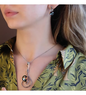 Azotic Topaz Taşlı El İşi Otantik Gümüş Set