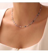 925 Ayar Gümüş Mix Taşlı Zircon Salaş Kolye (Gümüş Gri)