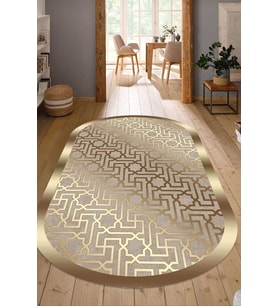 Dijital Baskılı Kaymaz Taban Yıkanabilir Oval Salon Halısı Mutfak Halısı Yolluk NDO-SD-722