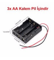 3'lü 1,5V AA Kalem Pil Kutusu Yuvası 3x1,5V Kablolu Batarya Pil Tutucu