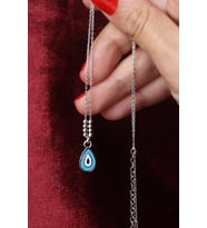 Kolye Nazar Boncuklu Kadın Mavi Mineli 925 Ayar Gümüş Kolye (Silver)