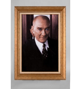 EV İŞYERİ OFİS İÇİN ALTIN ÇERÇEVELİ PASPARTULU ATATÜRK TABLO S571