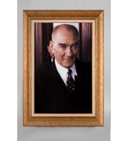EV İŞYERİ OFİS İÇİN ALTIN ÇERÇEVELİ PASPARTULU ATATÜRK TABLO S571