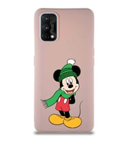 Realme 7 Pro Soft Premier Kapak Mickey Mouse-G Tasarımlı Silikon Kılıf - Pudra (Şeffaf)
