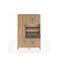 Hyperion Dolap 10 Raflı Tek Çekmeceli 6 Kapaklı 132x44x195 Çam-Çam/Antrasit